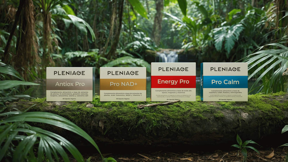 Coleccion Pleniage Lanzamiento: Pleniage Antiox Pro, Pro NAD+, Energy Pro y Pro Calm