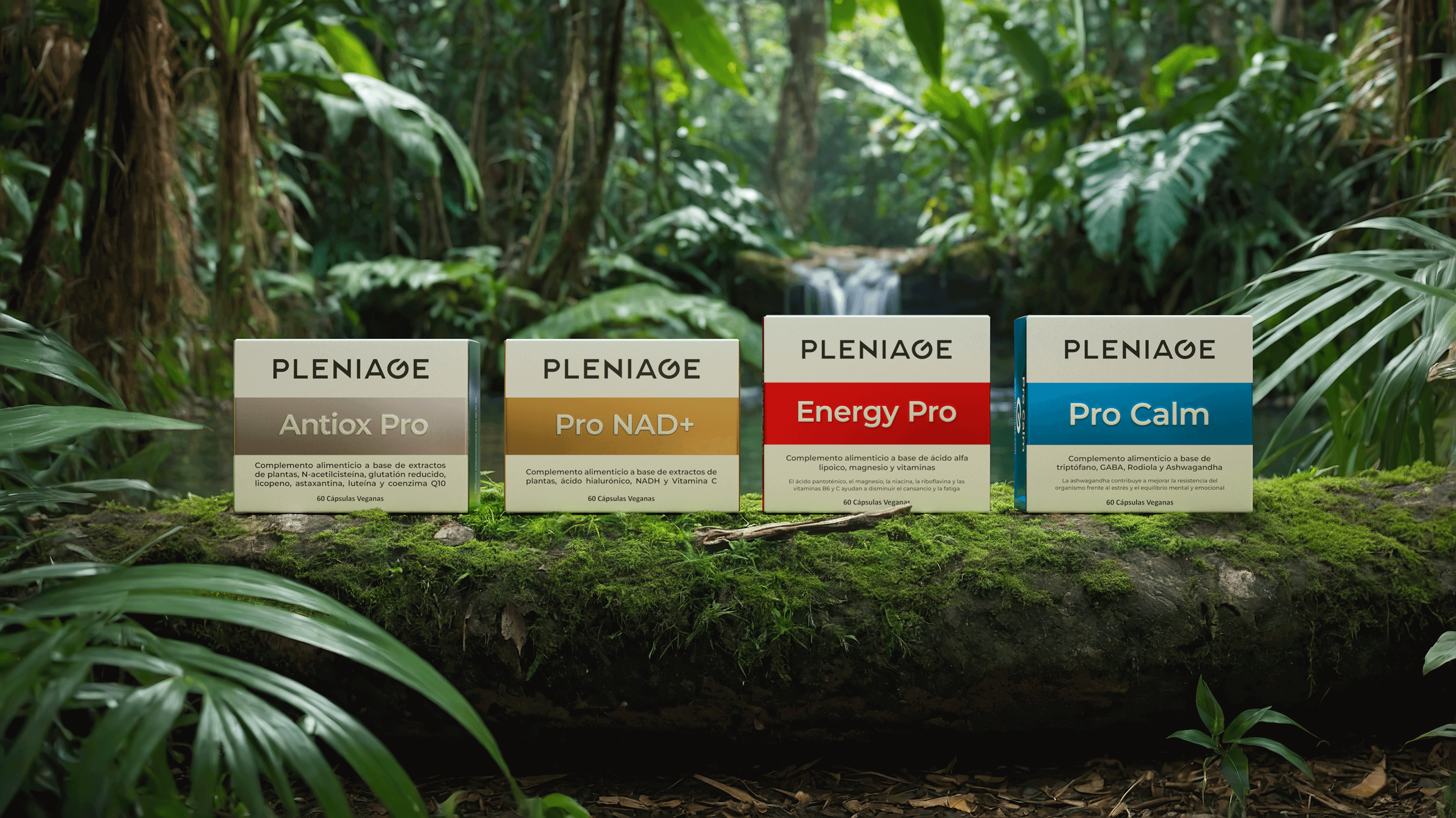 Coleccion Pleniage Lanzamiento: Pleniage Antiox Pro, Pro NAD+, Energy Pro y Pro Calm