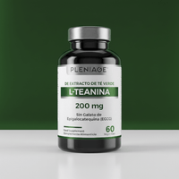 pleniage l-teanina de extracto de te verde sin EGCG sin galato de epilogatequina sin cafeina 200 mg 60 caps frontal fondo verde