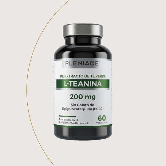 pleniage l-teanina de extracto de te verde sin EGCG sin galato de epilogatequina sin cafeina 200 mg 60 caps - frontal - con hilo