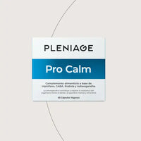 PLENIAGE PRO CALM con GABA Rhodiola y Ashwagandha. Contribuye a mejorar la resistencia al estrés y el equilibrio mental y emocional.