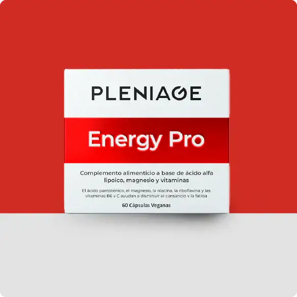 Pleniage energy pro complemento alimenticio suplemento, energia celular con magnesio citrato, niacina, acido riboflavina, vitaminas B6 y C para el cansancio y la fatiga.
