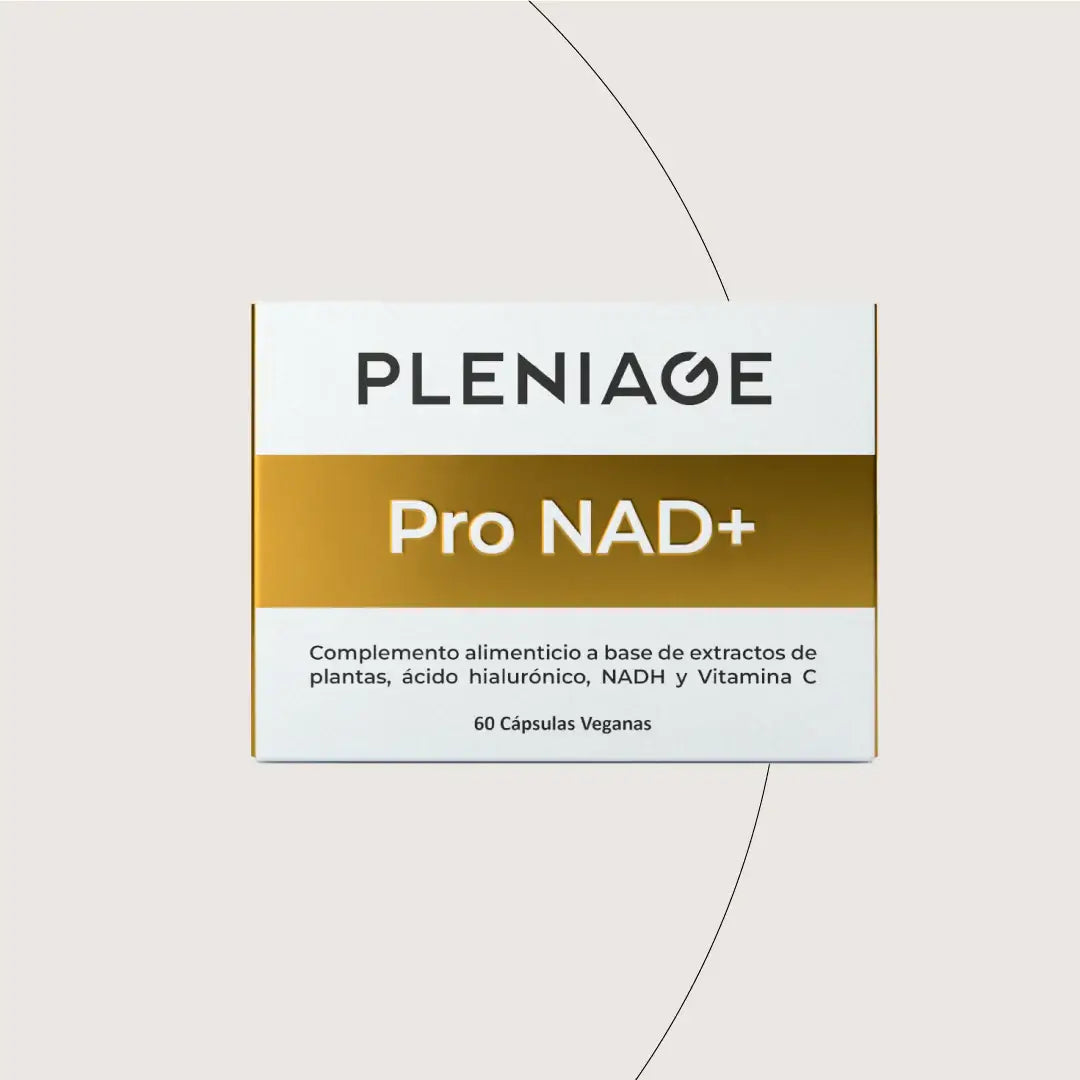 pleniage pro NAD plus suplemento antiedad con resveratrol, NADH, berberina, vitamina C y acido hialuronico - 60 capsulas veganas - estuche frontal