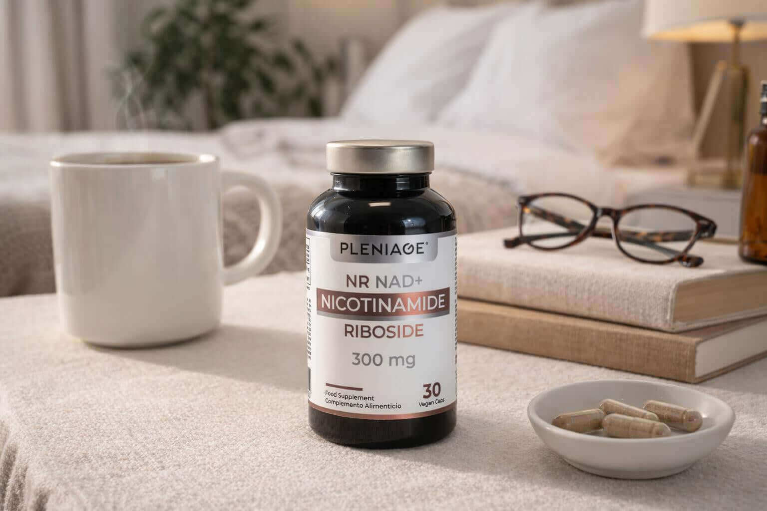 pleniage nr nad plus nicotinamida ribosido 300 mg 30 capsulas bote frontal con cafe