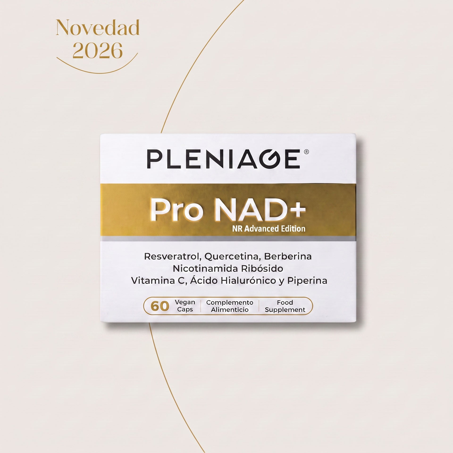 Novedad 2026: PLENIAGE PRO NAD+ NR Advanced Edition, NAD+ con resveratrol, berberina y quercetina, 60 cápsulas veganas